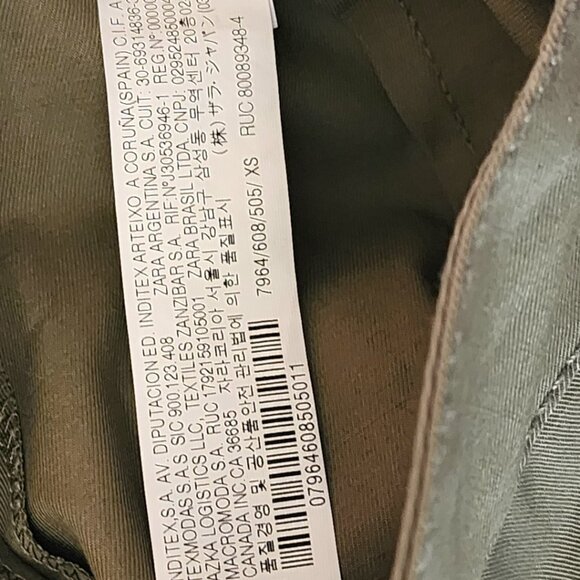 Zara Woman Olive Green Wide Leg Crop Pants XS High Rise Utility Culottes - Picture 6 of 12